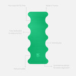 Tapis de sol pour le yoga de la marque hercule studio modèle mar couleur golf green packshot déplié avec éléments de réassurance