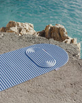 Hercule Studio Blue Jean Pilates mat for lifestyle Pilates classes, blue 3-in-1 mini mat for supporting sensitive areas, portable accessory made in France, and blue Archy exercise mat