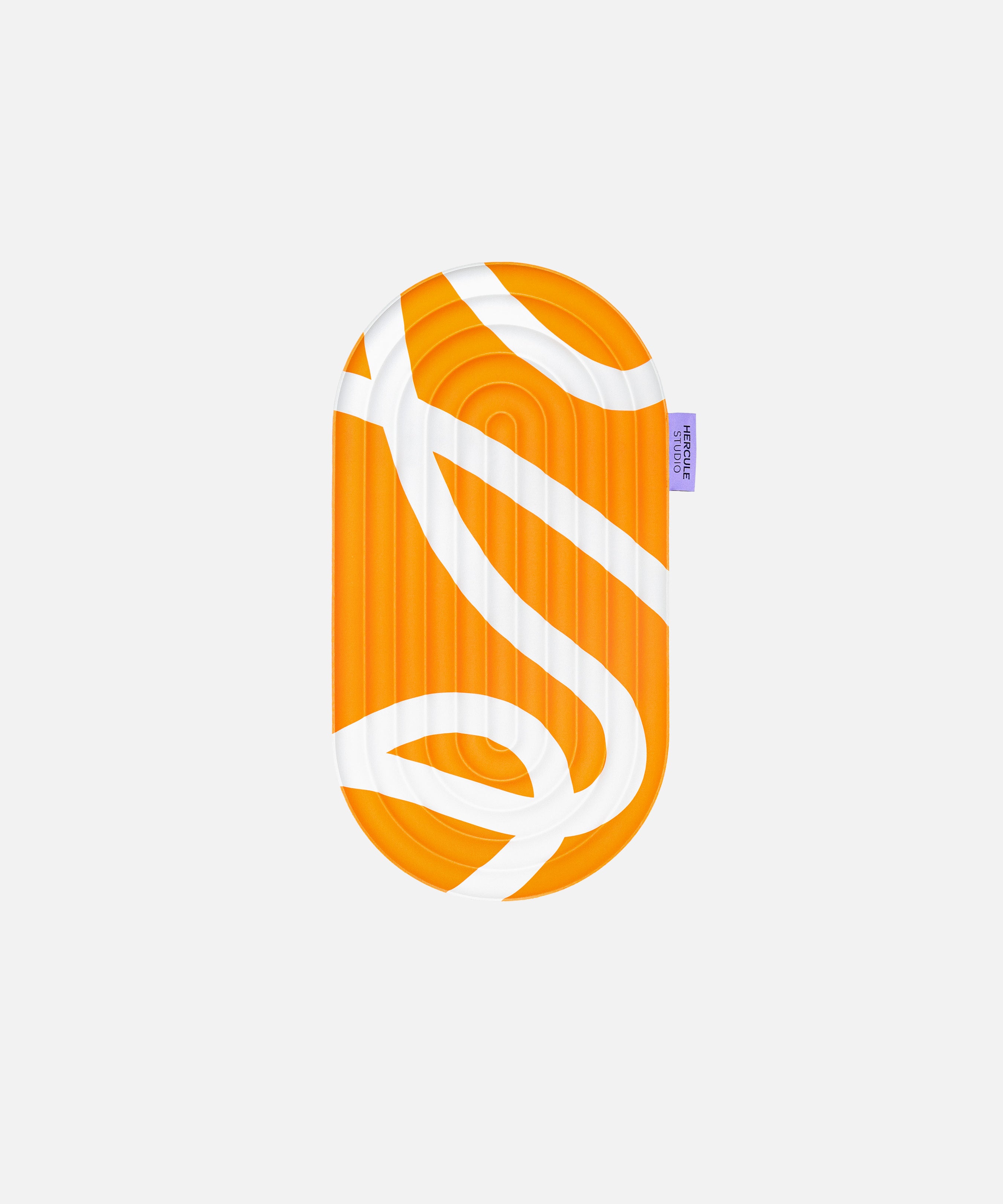 Pad Galé Hercule Studio – mini tapis nomade 3‑en‑1 imprimé orange et écru (Bari Orange Pop) – soutien ergonomique genoux, coudes, fessiers, compatible Pilates Reformer, design durable, vue dépliée