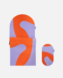 Hercule Studio Axel red orange printed comfort bundle with the premium Archy mat and the ergonomic Galé 3-in-1 pad, comfort duo for Pilates and gym sessions, durable French design, packshot