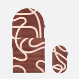 Set confort Hercule Studio imprimé Bari choco avec tapis Archy design et pad Galé ergonomique 3-en-1, soutien optimal pour zones sensibles en pilates et fitness, design français durable, packshot