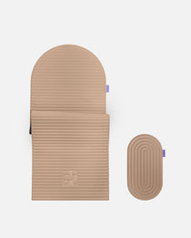 Tapis de sport Archy de la marque Hercule Studio couleur Dune et mini tapis de sport Galé couleur Dune photo packshot
