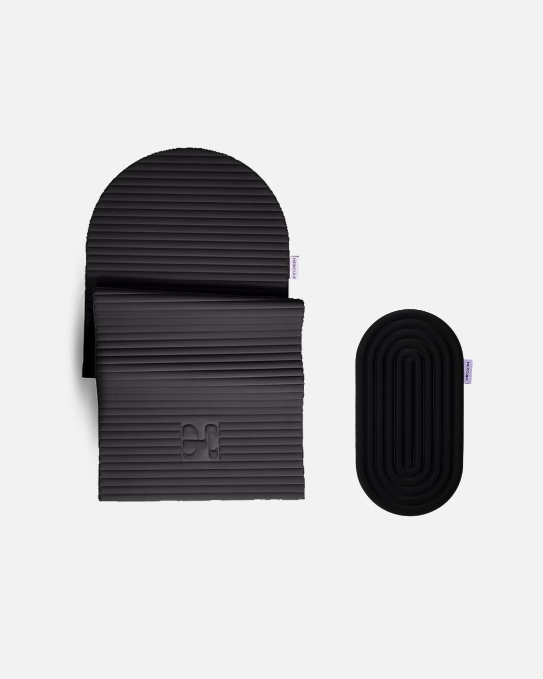 Tapis de sport Archy de la marque Hercule Studio couleur Outrenoir et mini tapis de sport Galé couleur Outrenoir photo packshot
