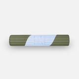 Hercule Studio Archy khaki and blue printed (Axel) premium sport mat, machine-washable and durable fitness mat, rolled view