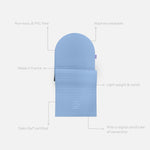 Tapis de sol pour le fitness le yoga et le pilates de la marque hercule studio modèle archy couleur blue jean packshot semi déplié avec éléments de réassurance