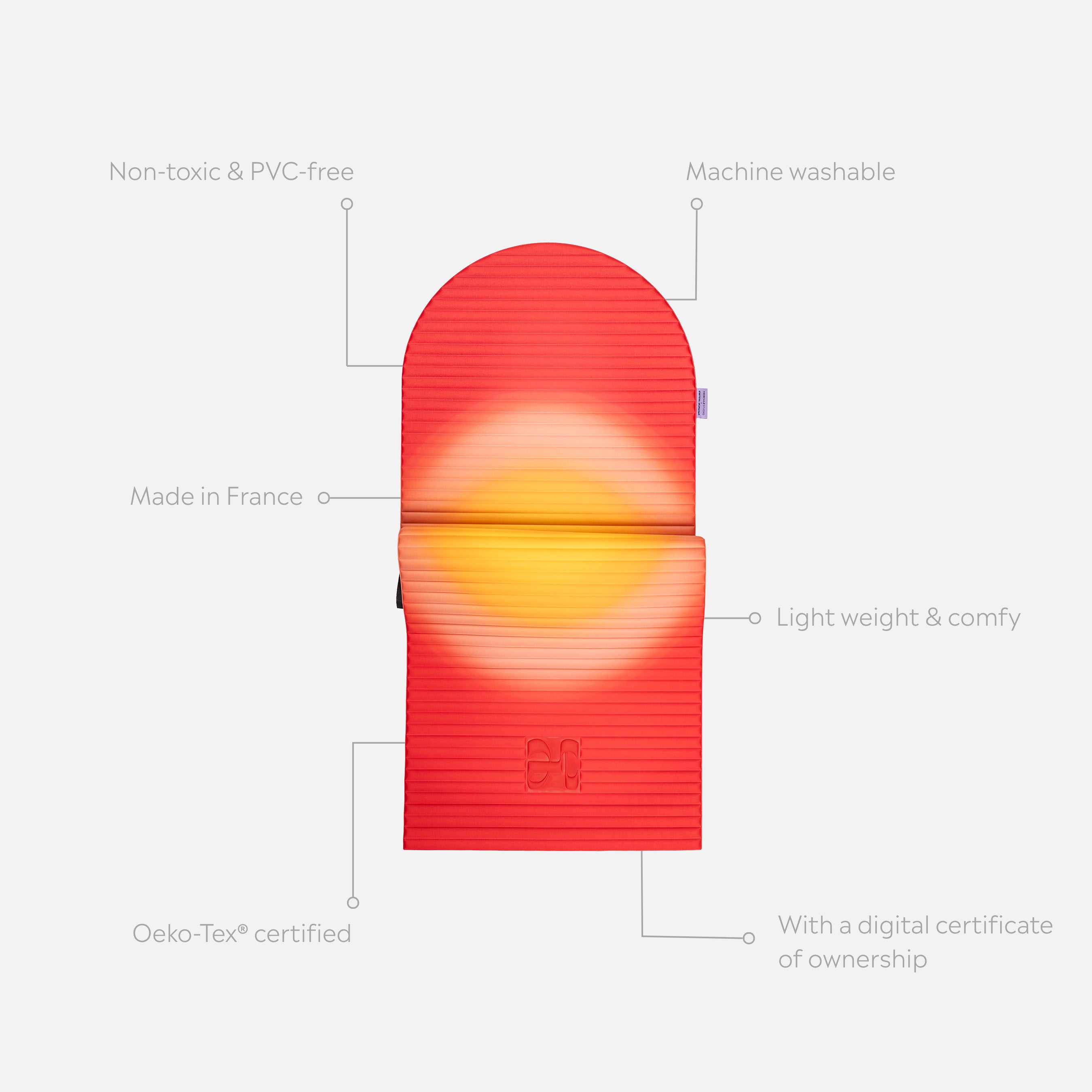 Tapis de sol pour le fitness le yoga et le pilates de la marque hercule studio modèle archy couleur summer packshot semi déplié avec éléments de réassurance