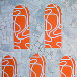 Tapis de sol pour le fitness le yoga et le pilates de la marque hercule studio modèle archy couleur imprimé bari orange pop photo de cinq tapis dépliés