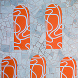 Tapis de sol pour le fitness le yoga et le pilates de la marque hercule studio modèle archy couleur imprimé bari orange pop photo de cinq tapis dépliés