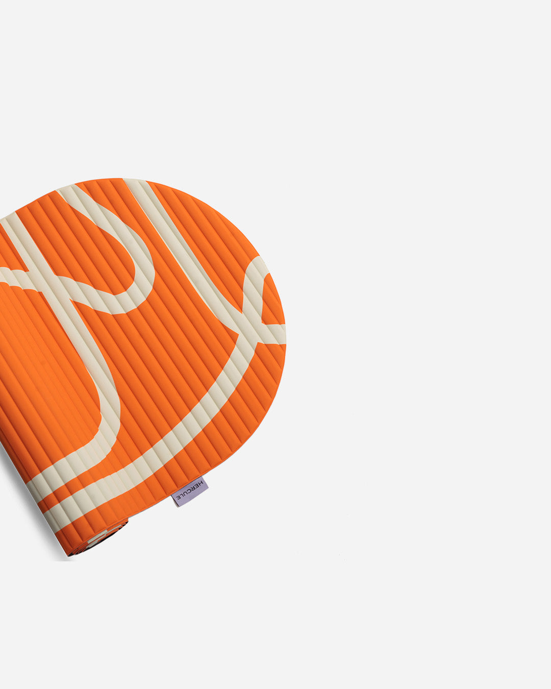 Tapis de sol pour le fitness le yoga et le pilates de la marque hercule studio modèle archy couleur imprimé bari orange pop packshot semi roulé