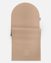 Hercule Studio Archy beige (Dune) arch-shaped sport mat, durable Made in France design mat for fitness, Pilates and stretching, half unrolled view