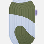 Hercule Studio Galé mini mat – khaki and blue printed (Axel) ergonomic 3-in-1 comfort pad – ergonomic support for knees, elbows, glutes, Pilates Reformer compatible, durable French design, unrolled view