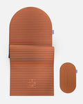 Hercule Studio terracotta comfort bundle with the Archy arch-shaped sport mat and the Galé 3-in-1 comfort pad, optimal knee and elbow support during Pilates and fitness sessions, durable Made in France design, packshot